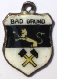 BAD GRUND, Germany - Vintage Silver Enamel Travel Shield Charm